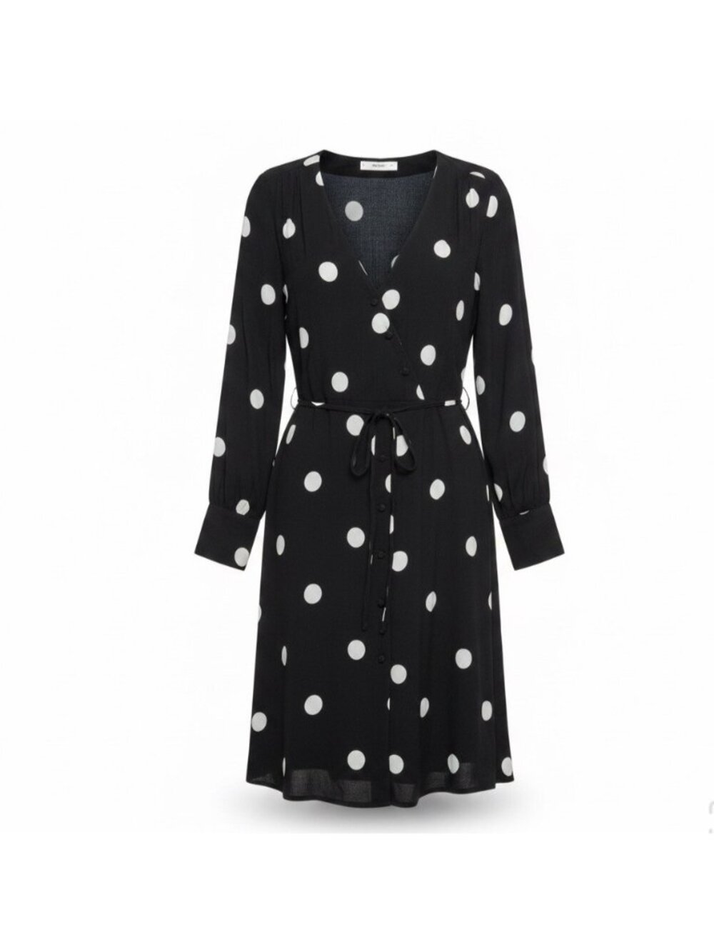 Mango Womens Black Viscose Polka Dot Long-Sleeve Casual Dress Size M